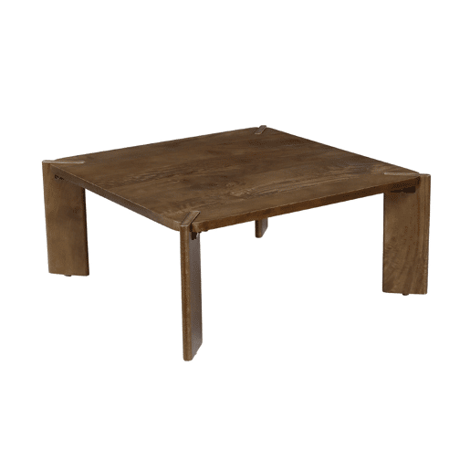 Mesa de centro exótica quadrada em madeira maciça, Reva, Madeira de nogueira, 80x80x36 cm