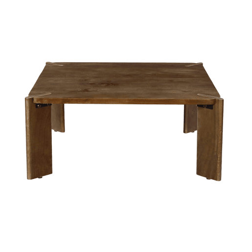 Mesa de centro exótica quadrada em madeira maciça, Reva, Madeira de nogueira, 80x80x36 cm