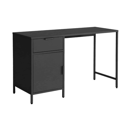 Secretaria em aço laminado, 1 gaveta, Soho, Preto, 120x60x75 cm
