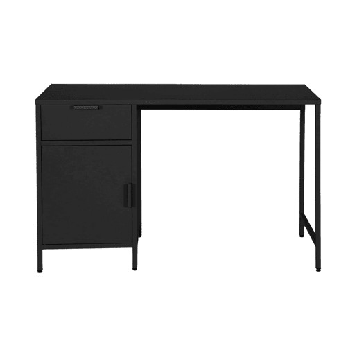 Secretaria em aço laminado, 1 gaveta, Soho, Preto, 120x60x75 cm