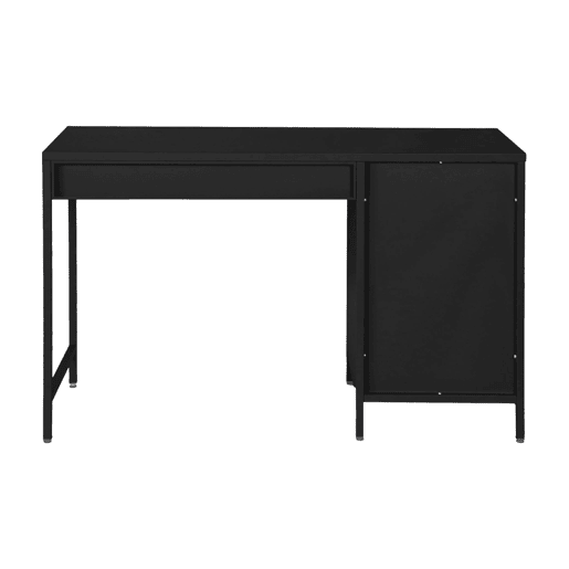 Secretaria em aço laminado, 1 gaveta, Soho, Preto, 120x60x75 cm