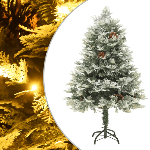 Árvore de Natal com pinhas pré-iluminada 150 cm PVC e PE verde Árvore de Natal com pinhas pré-iluminada 150 cm PVC e PE verde