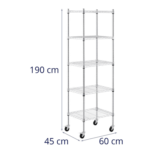 Prateleira de metal 60 x 45 x 190 cm 50 kg 4 rodízios prateleira independente prateleira de metal para armazenamento 14_0005194