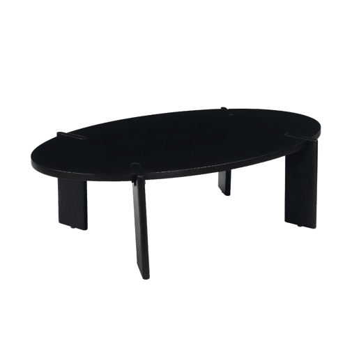 Mesa de centro oval em madeira de manga maciça, Reva, Preto, 120x65x36 cm