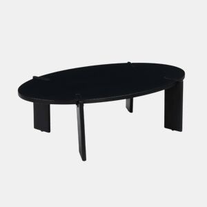 Mesa de centro oval em madeira de manga maciça, Reva, Preto, 120x65x36 cm