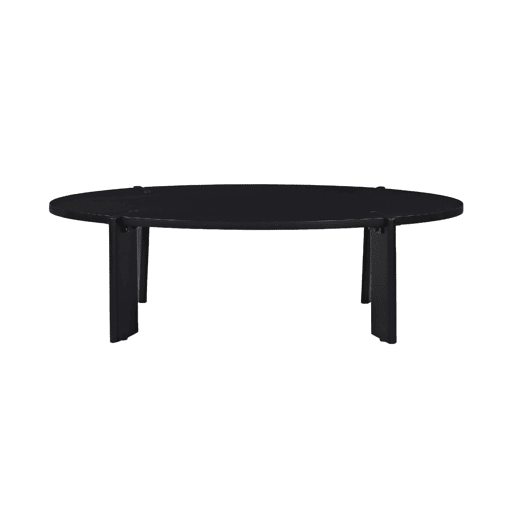 Mesa de centro oval em madeira de manga maciça, Reva, Preto, 120x65x36 cm