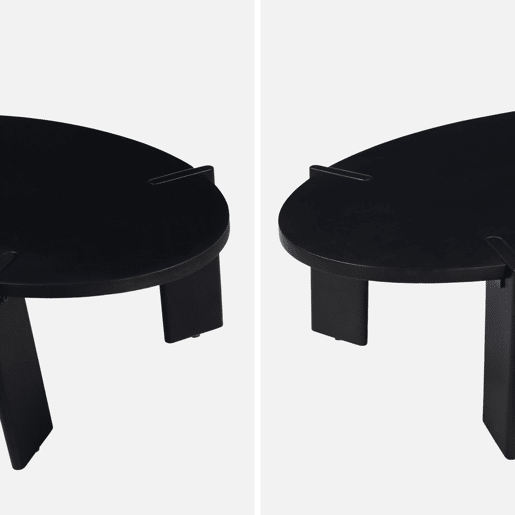 Mesa de centro oval em madeira de manga maciça, Reva, Preto, 120x65x36 cm