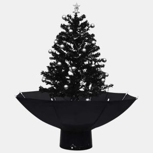 Árvore Natal c neve base formato guarda-chuva 75 cm PVC preto