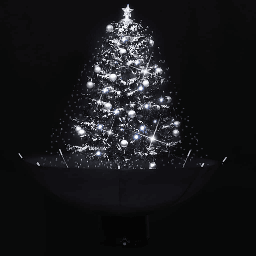 Árvore Natal c neve base formato guarda-chuva 75 cm PVC preto