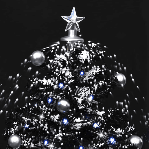 Árvore Natal c neve base formato guarda-chuva 75 cm PVC preto