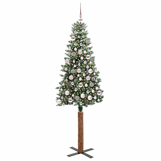 Árvore de Natal - Pinheiro de Natal Slim com 300 LEDs Verde e Branco 180 cm