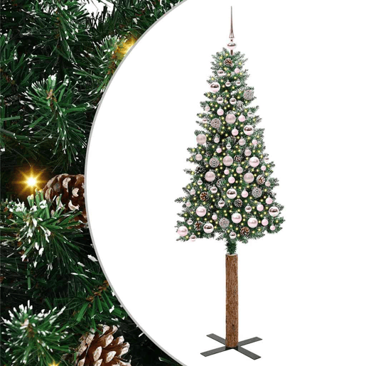 Árvore de Natal - Pinheiro de Natal Slim com 300 LEDs Verde e Branco 180 cm