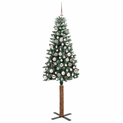 Árvore de Natal - Pinheiro de Natal Slim com 300 LEDs Verde e Branco 180 cm