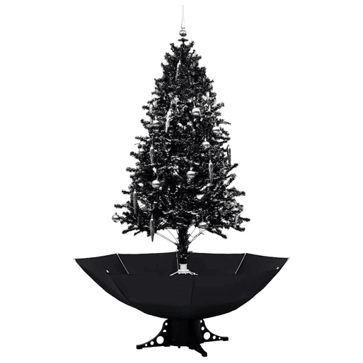 Árvore Natal c neve base formato guarda-chuva 190 cm PVC preto