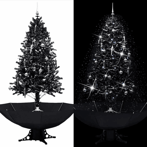 Árvore Natal c neve base formato guarda-chuva 190 cm PVC preto