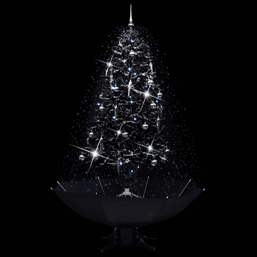 Árvore Natal c neve base formato guarda-chuva 190 cm PVC preto
