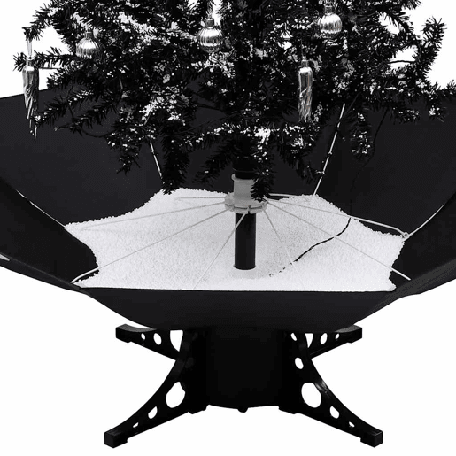 Árvore Natal c neve base formato guarda-chuva 190 cm PVC preto
