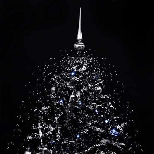 Árvore Natal c neve base formato guarda-chuva 190 cm PVC preto