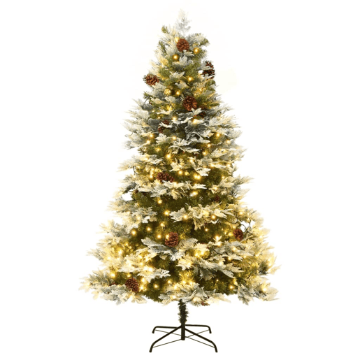 Árvore de Natal com pinhas pré-iluminada 195 cm PVC e PE verde Árvore de Natal com pinhas pré-iluminada 195 cm PVC e PE verde