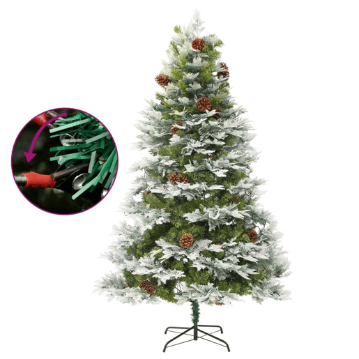 Árvore de Natal com pinhas pré-iluminada 195 cm PVC e PE verde Árvore de Natal com pinhas pré-iluminada 195 cm PVC e PE verde