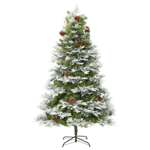 Árvore de Natal com pinhas pré-iluminada 195 cm PVC e PE verde Árvore de Natal com pinhas pré-iluminada 195 cm PVC e PE verde