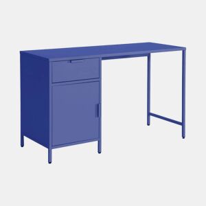 Secretaria em aço laminado, 1 gaveta, Soho, Azul, 120x60x75 cm