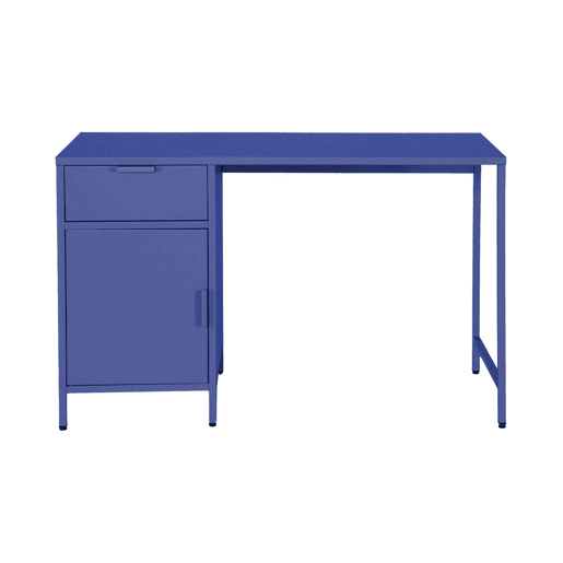 Secretaria em aço laminado, 1 gaveta, Soho, Azul, 120x60x75 cm