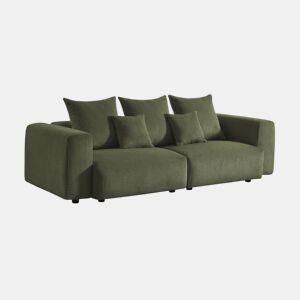 Sofá removível veludo canelado grosso de 3 lugares , Pillow, Verde caqui, 230x97x82 cm
