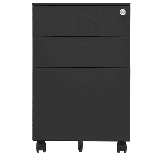 Armário de escritório com gavetas sobre rodízios 3 gavetas 39 x 45 x 60 cm aço antracite DEC024558