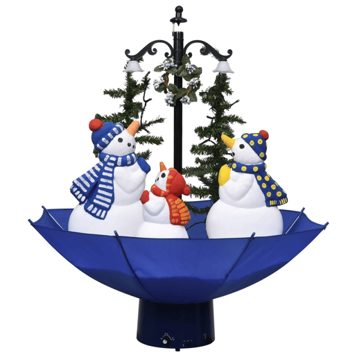 Árvore Natal c neve base formato guarda-chuva 75 cm PVC azul