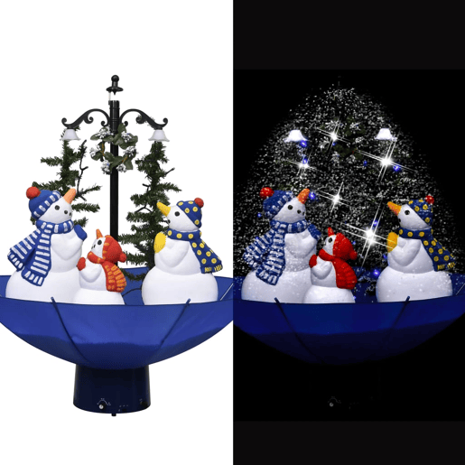 Árvore Natal c neve base formato guarda-chuva 75 cm PVC azul