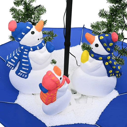 Árvore Natal c neve base formato guarda-chuva 75 cm PVC azul