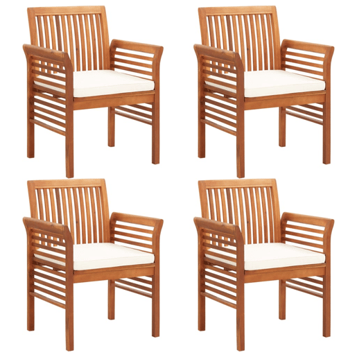 Conjunto de jantar para exterior de 5 peças e almofadas de acácia maciça 02_0014657 Conjunto de jantar para exterior de 5 peças e almofadas de acácia maciça 02_0014657