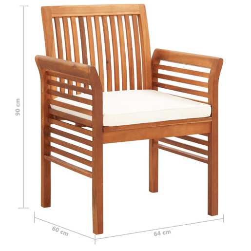 Conjunto de jantar para exterior de 5 peças e almofadas de acácia maciça 02_0014657 Conjunto de jantar para exterior de 5 peças e almofadas de acácia maciça 02_0014657
