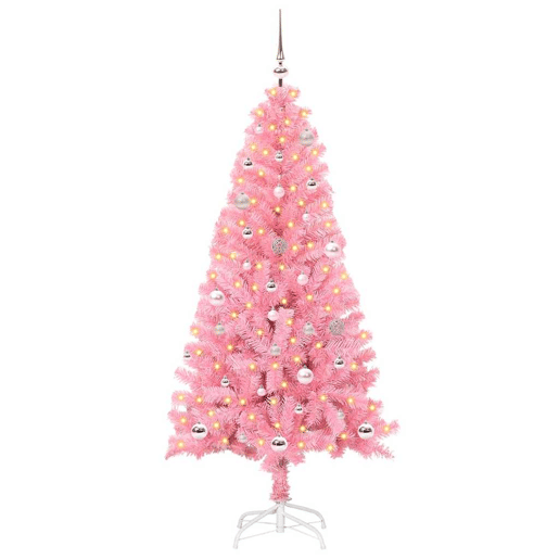 Árvore de Natal - Pinheiro de Natal com 150 LEDs com suporte Rosa 150 cm PVC