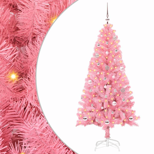 Árvore de Natal - Pinheiro de Natal com 150 LEDs com suporte Rosa 150 cm PVC