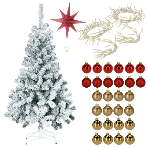 Conjunto de Natal: Árvore + Estrela + 80 Guirlandas de LED + 40 Bolas