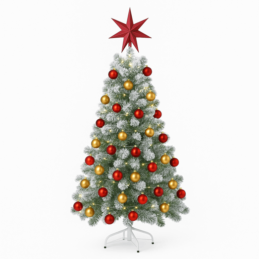 Conjunto de Natal: Árvore + Estrela + 80 Guirlandas de LED + 40 Bolas