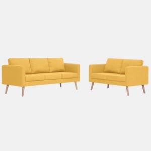 Conjunto de sofá de 2 lugares para sala de estar peças de interior de casa tecido amarelo 02_0019698