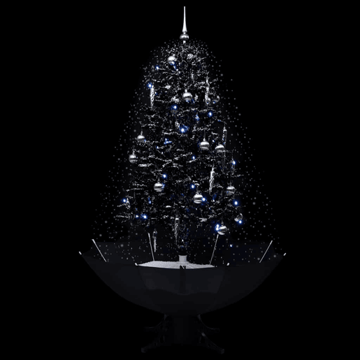 Árvore Natal c neve base formato guarda-chuva 170 cm PVC preto