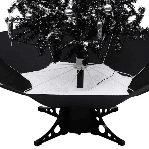 Árvore Natal c neve base formato guarda-chuva 170 cm PVC preto