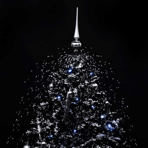 Árvore Natal c neve base formato guarda-chuva 170 cm PVC preto