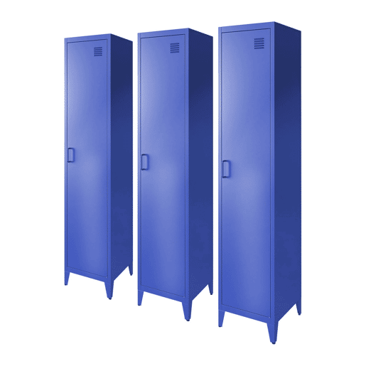 Armário em metal, 4 espaços de armazenamento, set de 3, Soho, Azul, 38x38x180 cm Armário em metal, 4 espaços de armazenamento, set de 3, Soho, Azul, 38x38x180 cm