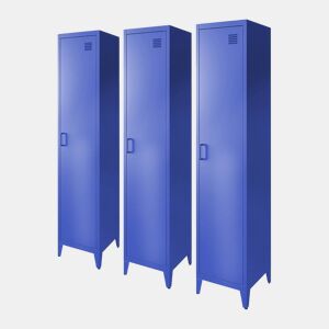 Armário em metal, 4 espaços de armazenamento, set de 3, Soho, Azul, 38x38x180 cm