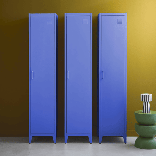Armário em metal, 4 espaços de armazenamento, set de 3, Soho, Azul, 38x38x180 cm Armário em metal, 4 espaços de armazenamento, set de 3, Soho, Azul, 38x38x180 cm
