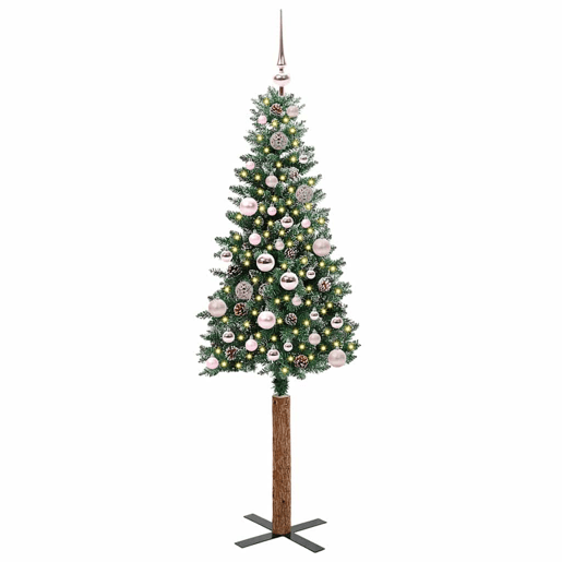 Árvore de Natal - Pinheiro de Natal Slim com 150 LEDs Verde e Branco 150 cm
