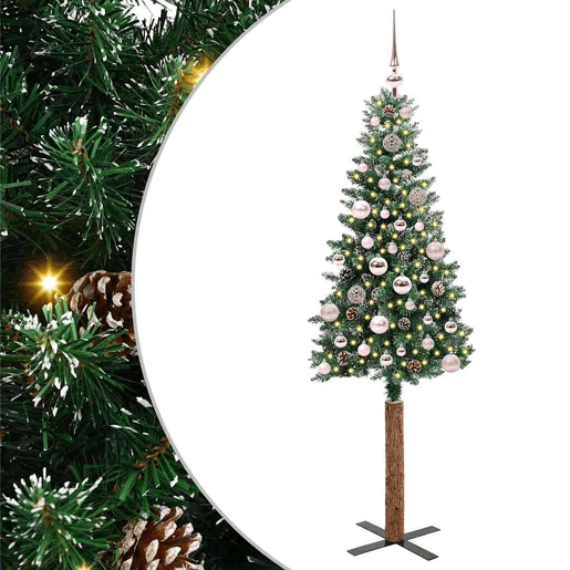 Árvore de Natal - Pinheiro de Natal Slim com 150 LEDs Verde e Branco 150 cm