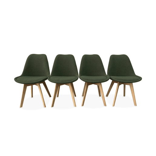 Cadeira escandinava encaracolada com pernas de madeira, set de 4, Nils boucle, Caqui, 47x55x81 cm