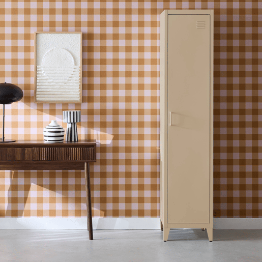 Armário de quarto industrial com 4 espaços de armazenamento, Soho, Beige, 38x38x180 cm Armário de quarto industrial com 4 espaços de armazenamento, Soho, Beige, 38x38x180 cm