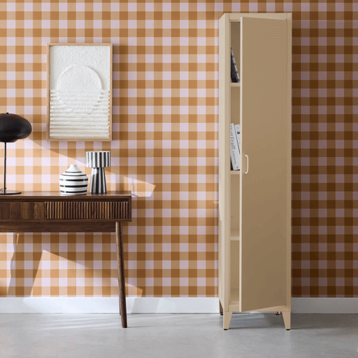 Armário de quarto industrial com 4 espaços de armazenamento, Soho, Beige, 38x38x180 cm Armário de quarto industrial com 4 espaços de armazenamento, Soho, Beige, 38x38x180 cm